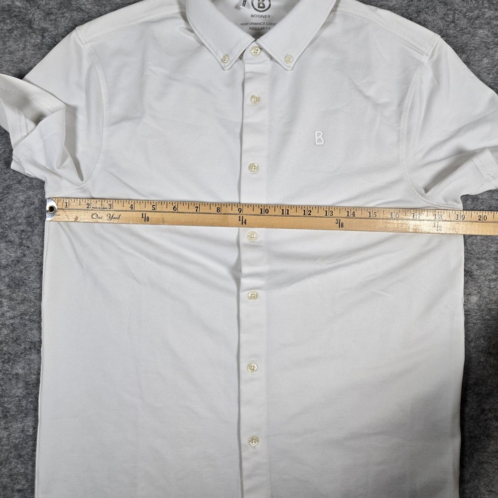 Bogner Mens White Performance Cotton Regular‎ Fit Button Down Shirt Small - Picture 5 of 7